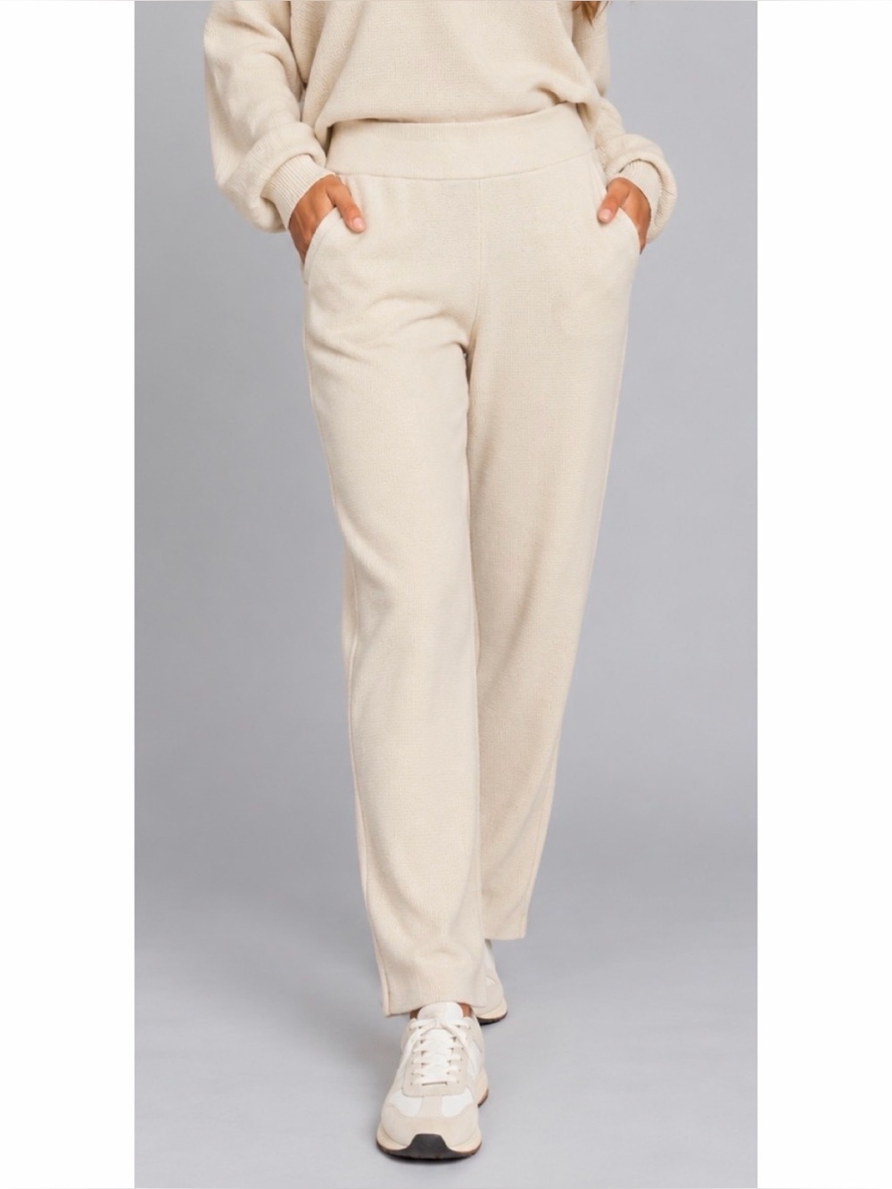 BANANA REPUBLIC • Cream 100% Merino Wool Cozy High-Waisted Knit Pants, M